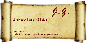 Jakovics Gida névjegykártya